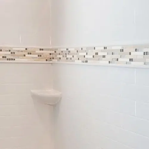 Subway tile shower wall panel at Signature Flooring & Interiors in Try IL