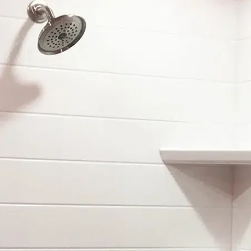 Shiplap shower wall panel at Signature Flooring & Interiors in Try IL